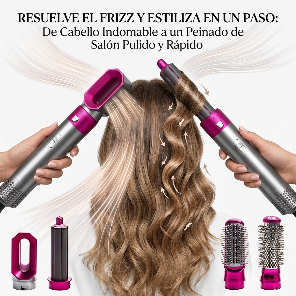 Multi-estilizador Dryno™ 5 en 1: Crea ondas, alisa o da volumen