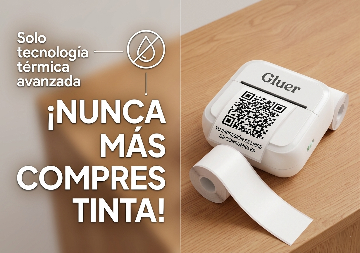 Gluer™ Mini Impresora Térmica para Móvil: Imprime Fotos, Notas y Pegatinas en Segundos sin Tinta