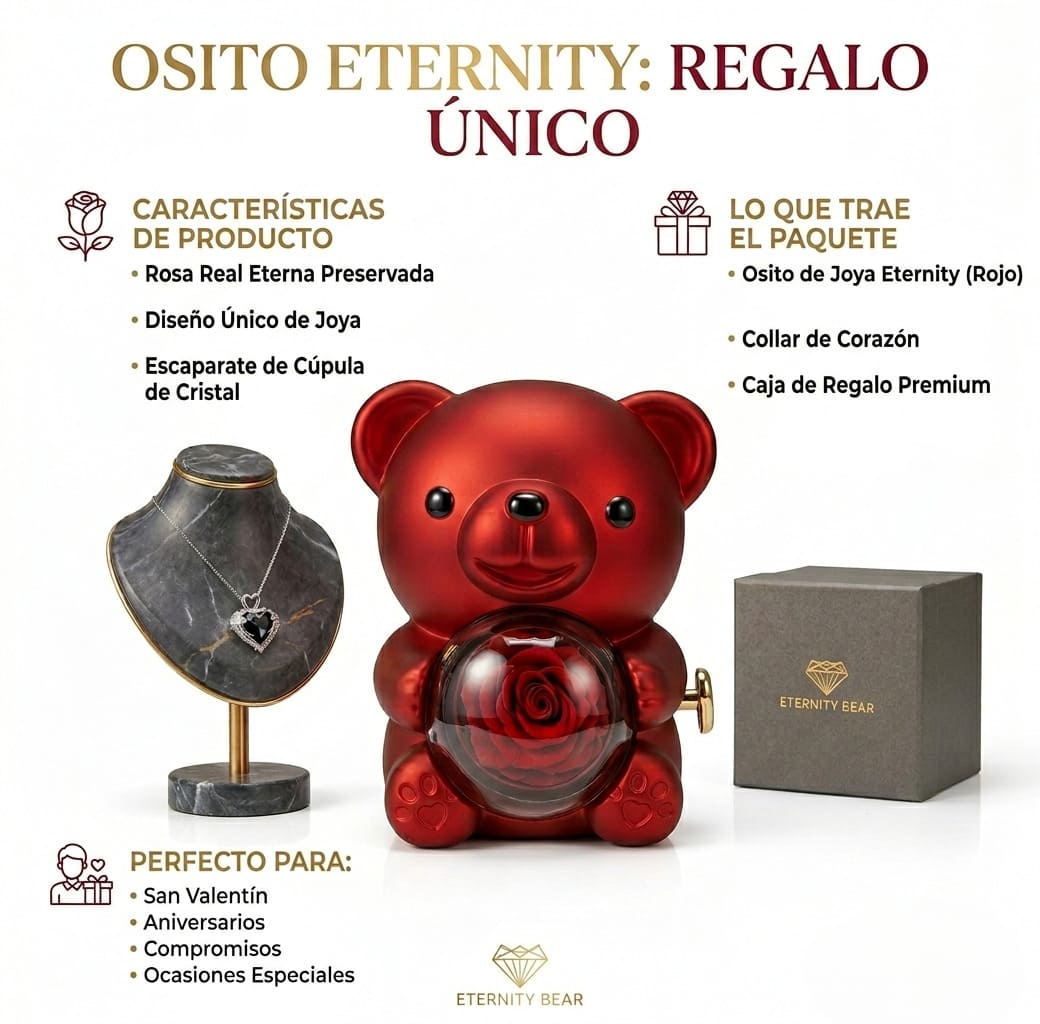 OSO Eternity™ con ROSA Eterna Elegante Perfecto para Mujer, Día de la Madre, Aniversario