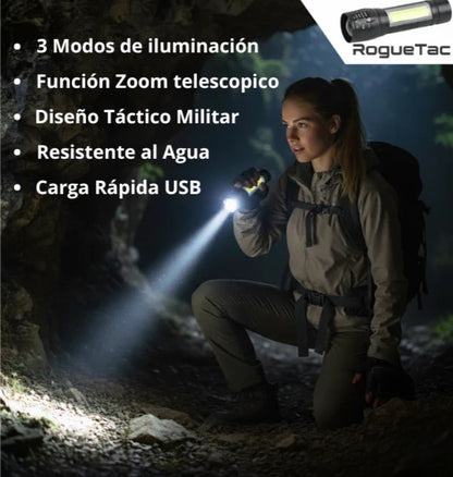 Linterna LED TÁCTICA con Zoom RogueTac™