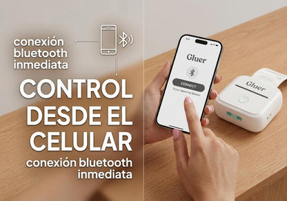 Gluer™ Mini Impresora Térmica para Móvil: Imprime Fotos, Notas y Pegatinas en Segundos sin Tinta